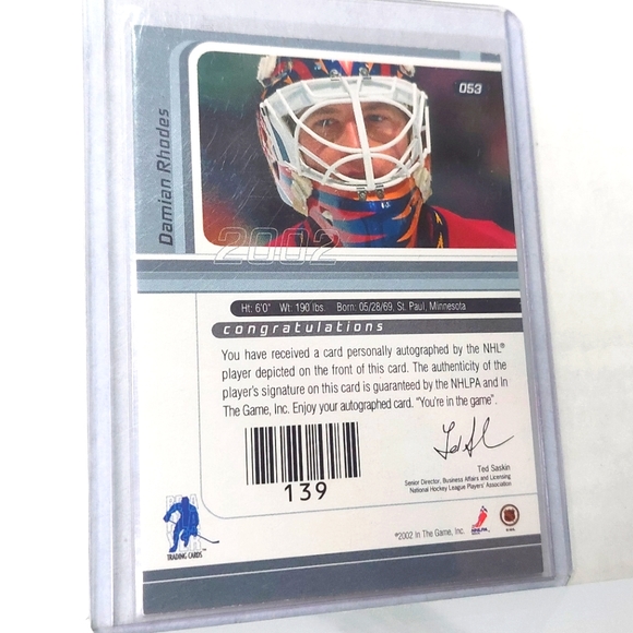 Damian Rhodes Autograph In The Game Signature Series: Atlanta Thrashers 2002 - Picture 2 of 2